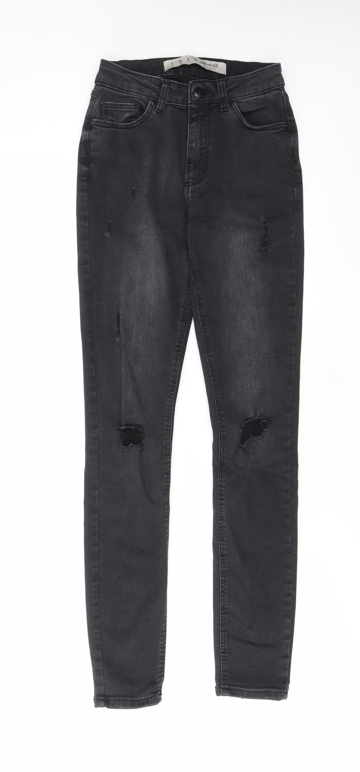 Denim & Co. Womens Grey Cotton Skinny Jeans Size 4 L28 in Regular Zip - Pockets