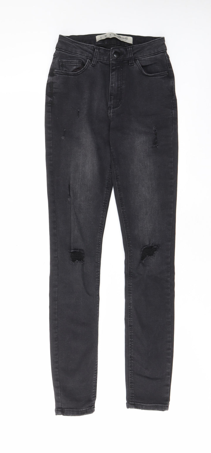 Denim & Co. Womens Grey Cotton Skinny Jeans Size 4 L28 in Regular Zip - Pockets