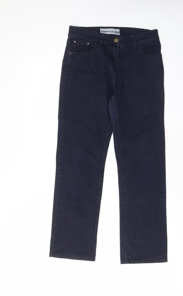 Casual Wear Womens Blue Cotton Straight Jeans Size 28 in L27 in Regular Zip - Pockets