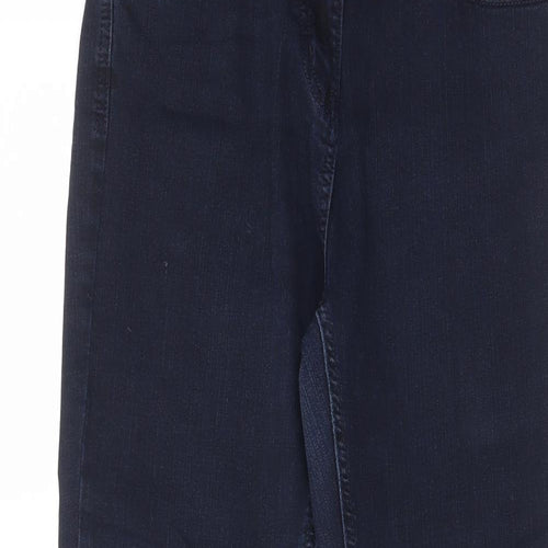Casual Wear Womens Blue Cotton Straight Jeans Size 28 in L27 in Regular Zip - Pockets