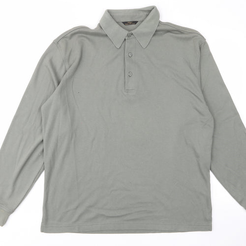 Marks and Spencer Mens Green Cotton Polo Size S Collared Button