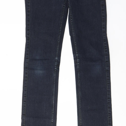 NICOLE FARHI Womens Blue Cotton Straight Jeans Size 8 L32 in Regular Zip - Pockets