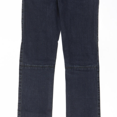 NICOLE FARHI Womens Blue Cotton Straight Jeans Size 8 L32 in Regular Zip - Pockets