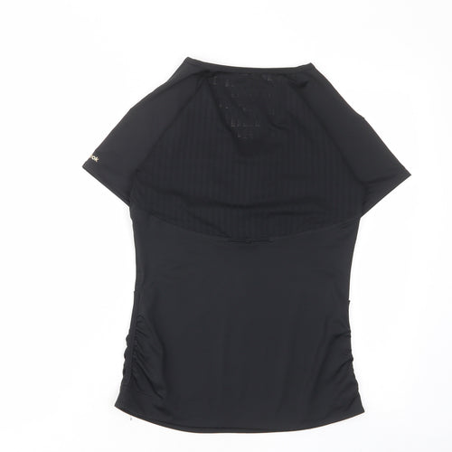 Reebok Womens Black Polyester Basic T-Shirt Size S V-Neck Pullover