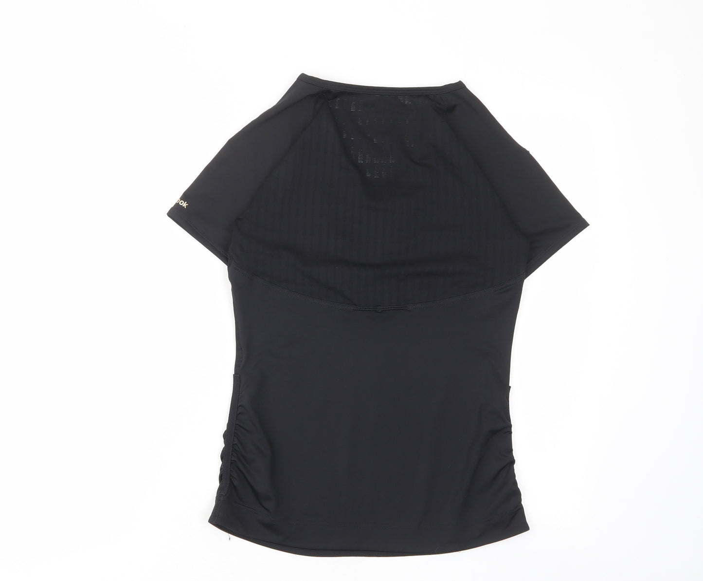 Reebok Womens Black Polyester Basic T-Shirt Size S V-Neck Pullover