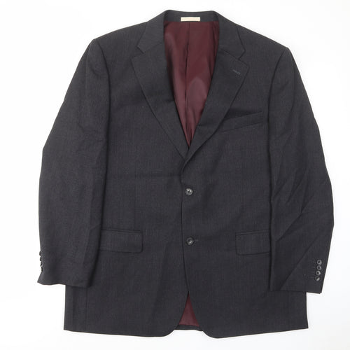 Greenwoods Mens Grey Wool Jacket Suit Jacket Size 44 Regular - Pockets