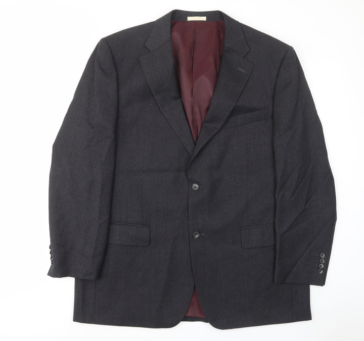 Greenwoods Mens Grey Wool Jacket Suit Jacket Size 44 Regular - Pockets