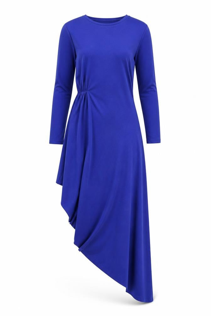Front view of NA-KD women’s blue polyacrylate fibre a-line size 2xs crew neck pullover
