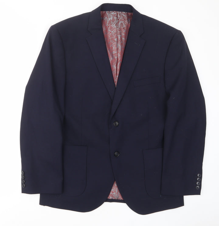 Harry Brown Mens Blue Wool Jacket Suit Jacket Size 42 Regular