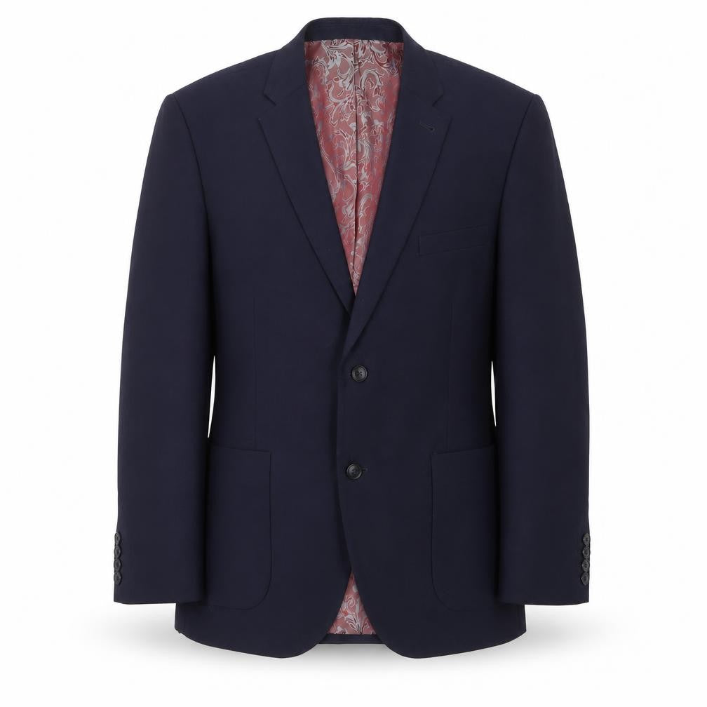 Front view of Harry Brown men’s blue wool jacket suit jacket, size 42, regular