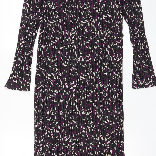 Marks and Spencer Womens Purple Geometric Polyester A-Line Size 10 Crew Neck Pullover