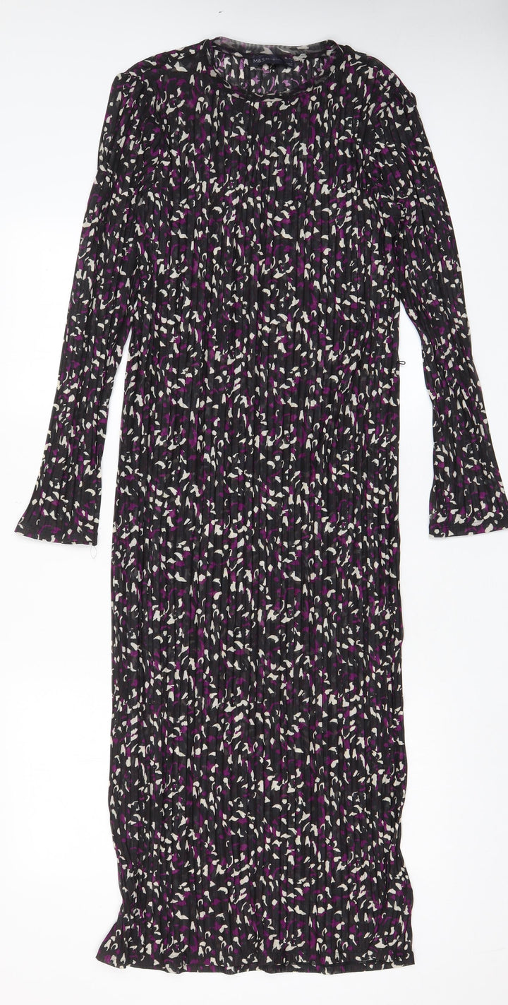 Marks and Spencer Womens Purple Geometric Polyester A-Line Size 10 Crew Neck Pullover