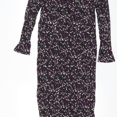 Marks and Spencer Womens Purple Geometric Polyester A-Line Size 10 Crew Neck Pullover