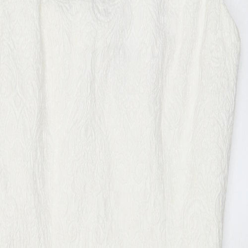 H&M Womens White Cotton A-Line Size 8 Boat Neck Zip