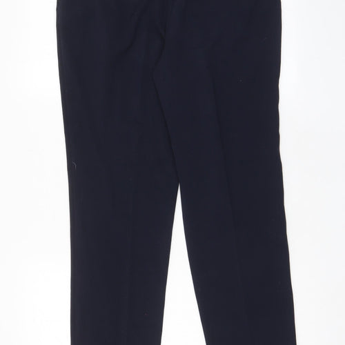 M&Co Womens Blue Polyester Trousers Size 12 L28 in Regular Hook & Eye - Pleated, Pockets