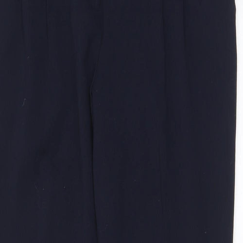 M&Co Womens Blue Polyester Trousers Size 12 L28 in Regular Hook & Eye - Pleated, Pockets