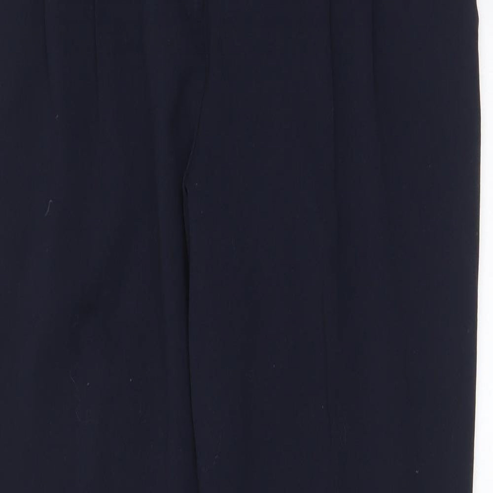 M&Co Womens Blue Polyester Trousers Size 12 L28 in Regular Hook & Eye - Pleated, Pockets