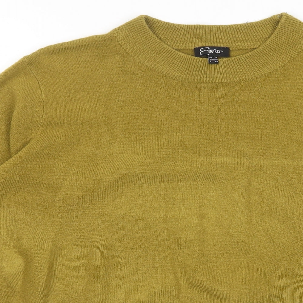 Emreco Womens Yellow Round Neck Acrylic Pullover Jumper Size 14