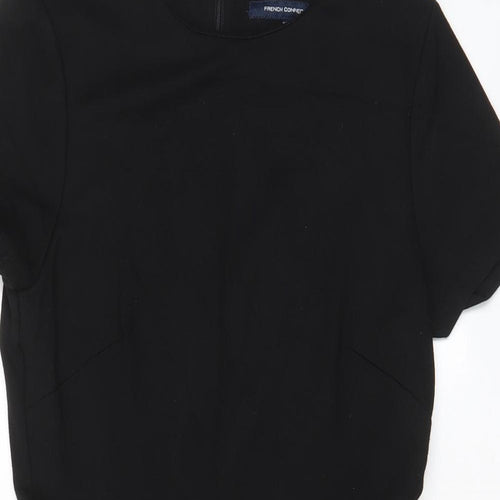 French Connection Womens Black Cotton A-Line Size 14 Crew Neck Zip - Lace