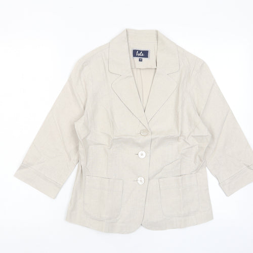 EWM Womens Beige Jacket Blazer Size 10 Button