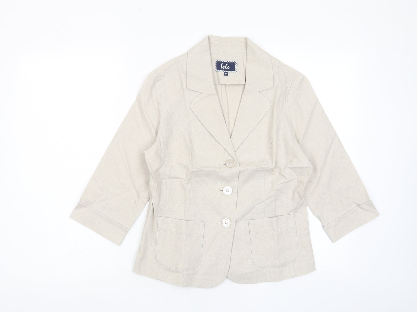 EWM Womens Beige Jacket Blazer Size 10 Button