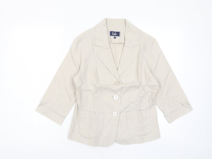 EWM Womens Beige Jacket Blazer Size 10 Button
