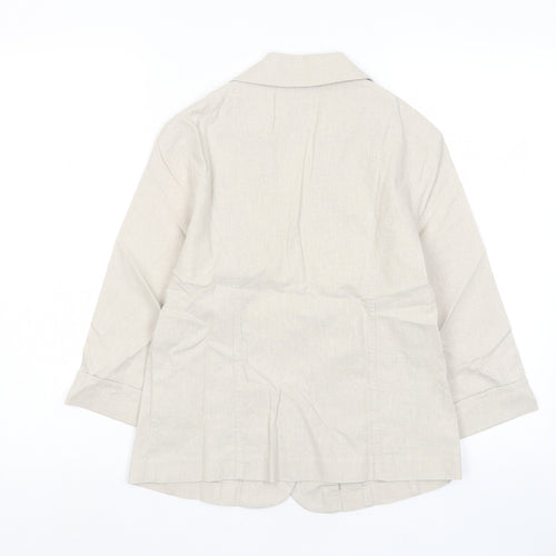 EWM Womens Beige Jacket Blazer Size 10 Button