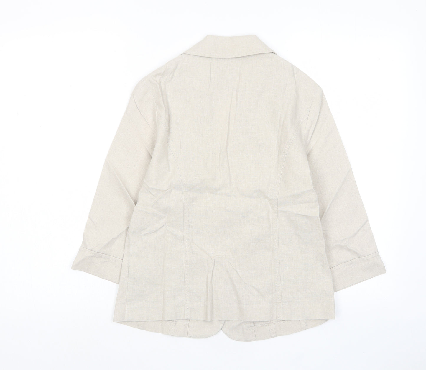 EWM Womens Beige Jacket Blazer Size 10 Button