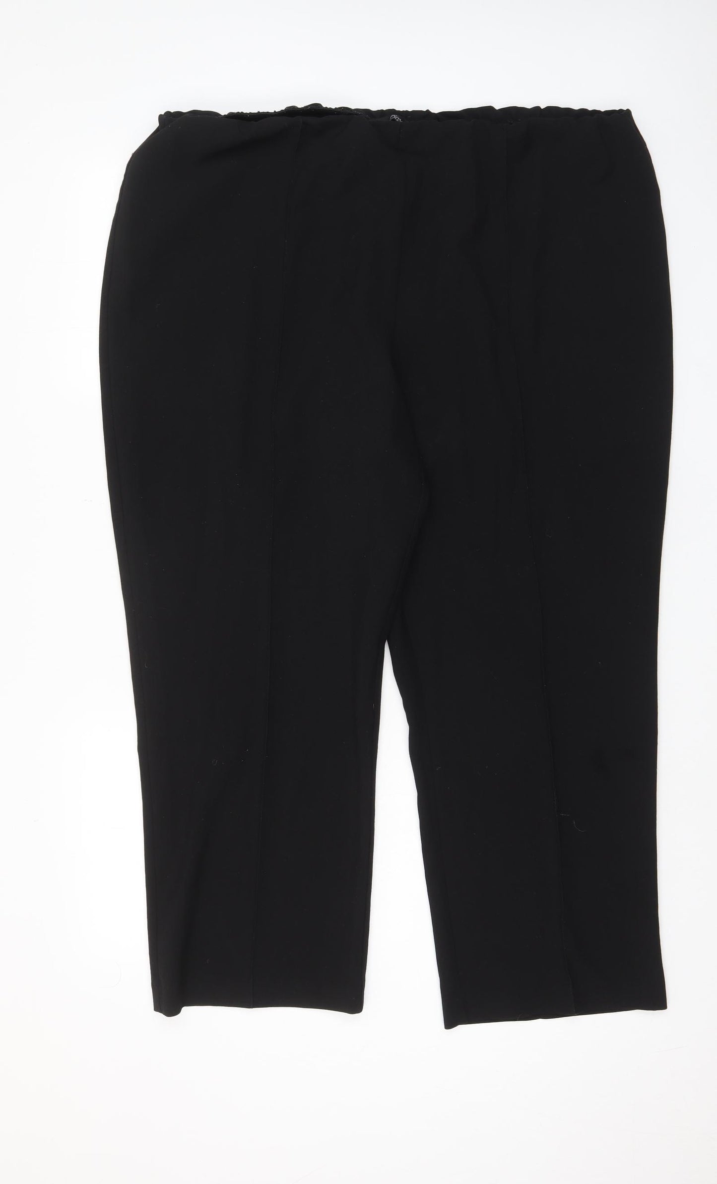 Bonmarché Womens Black Polyester Trousers Size 22 L28 in Regular - Elasticated Waist