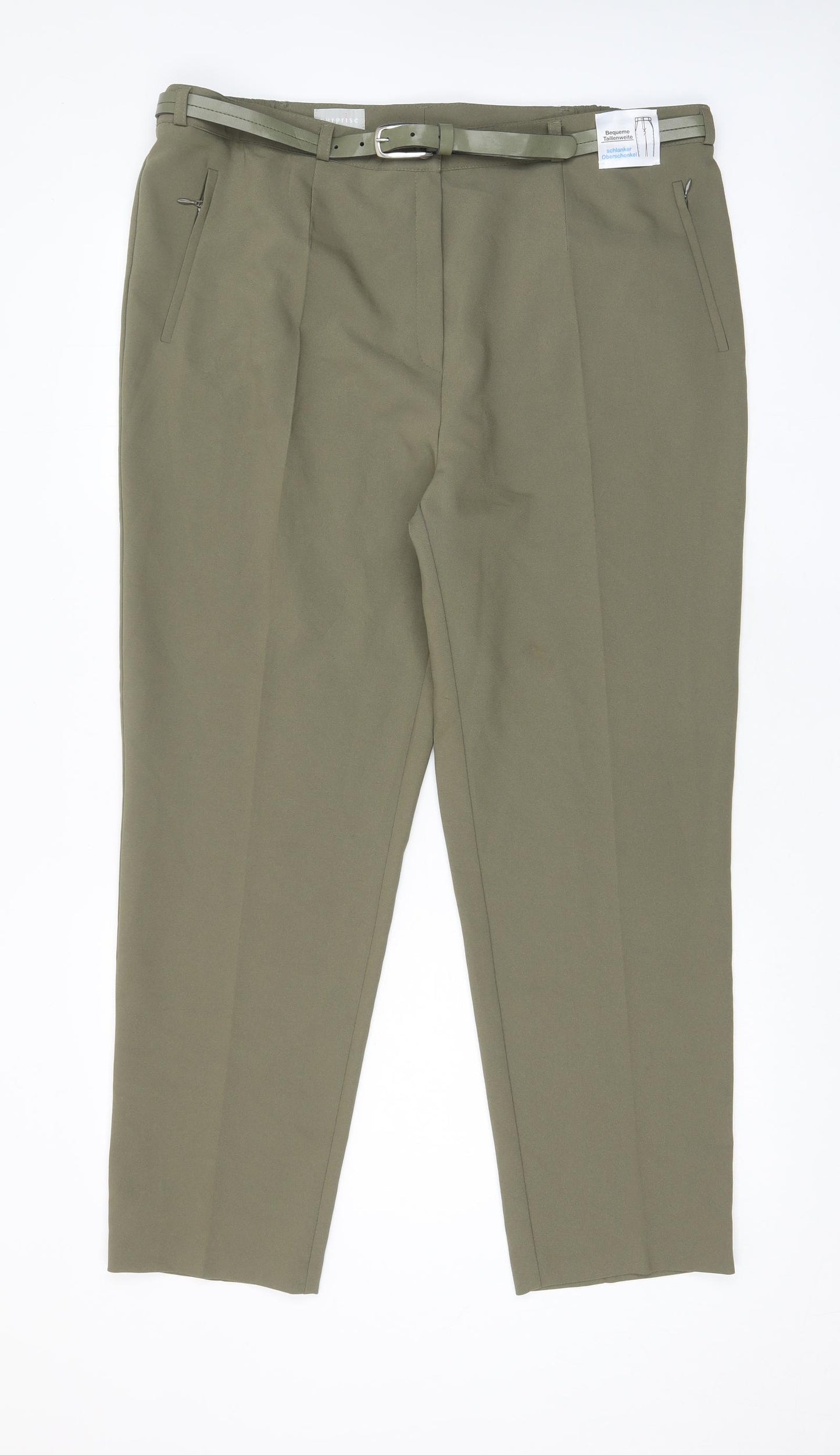 Surprise Womens Green Polyester Trousers Size 24 L28 in Regular Zip - Zip Pockets