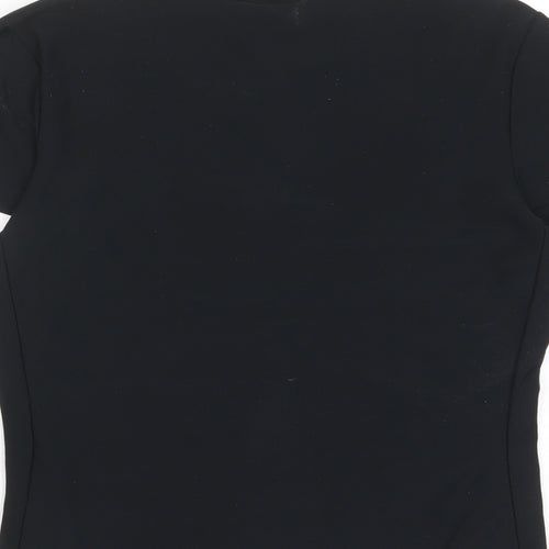 Nike Womens Black Polyester Basic T-Shirt Size M Crew Neck Pullover - Logo, Embroided