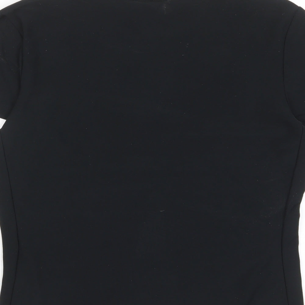 Nike Womens Black Polyester Basic T-Shirt Size M Crew Neck Pullover - Logo, Embroided