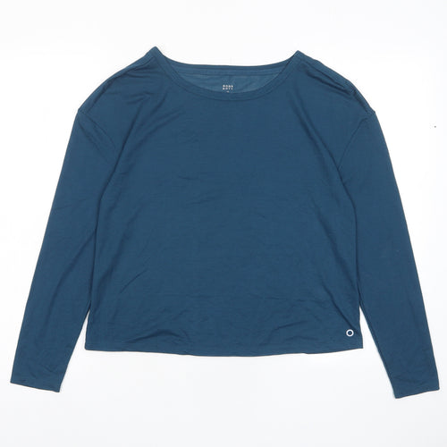 GOODMOVE Womens Blue Polyester Basic T-Shirt Size 12 Crew Neck Pullover
