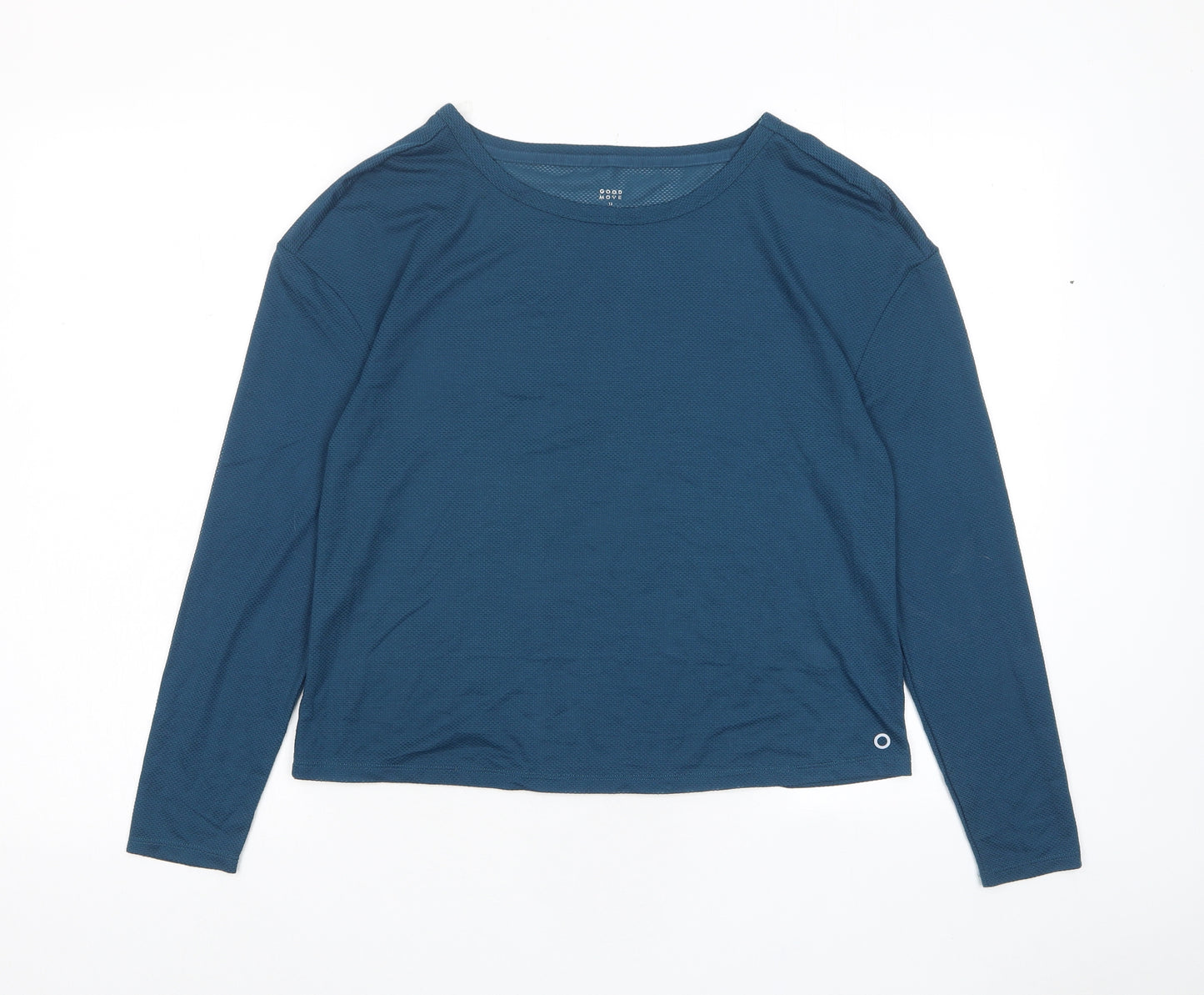 GOODMOVE Womens Blue Polyester Basic T-Shirt Size 12 Crew Neck Pullover