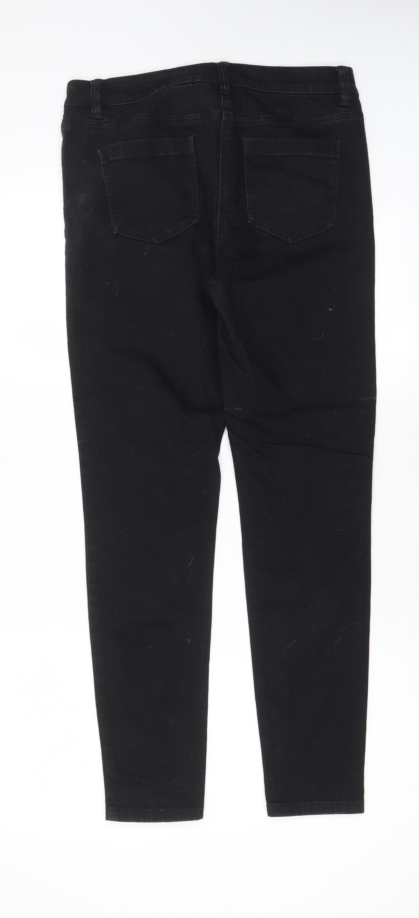 NEXT Womens Black Cotton Skinny Jeans Size 10 L29 in Regular Zip - Pockets