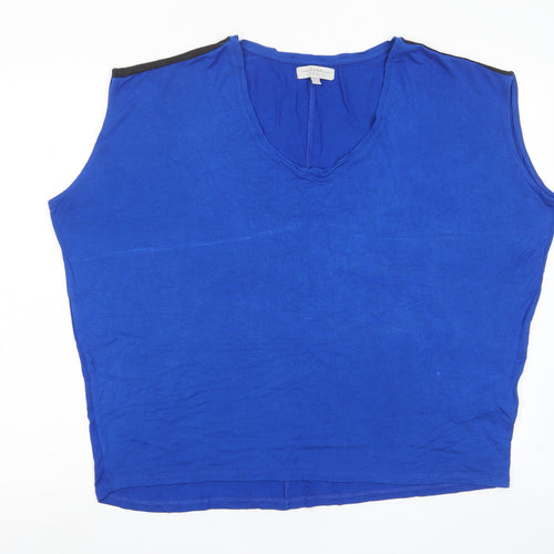 Zara Womens Blue Viscose Basic Tank Size M Scoop Neck