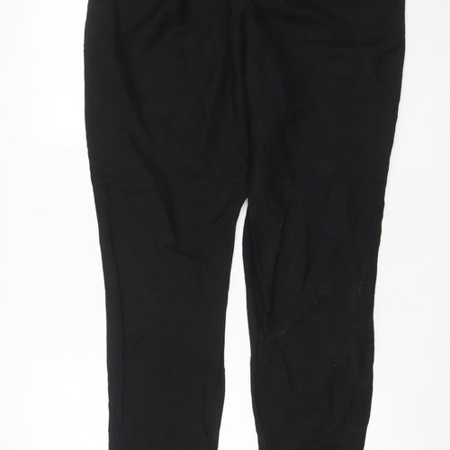 Marella Womens Black Viscose Trousers Size 14 L29 in Regular Zip - Pockets
