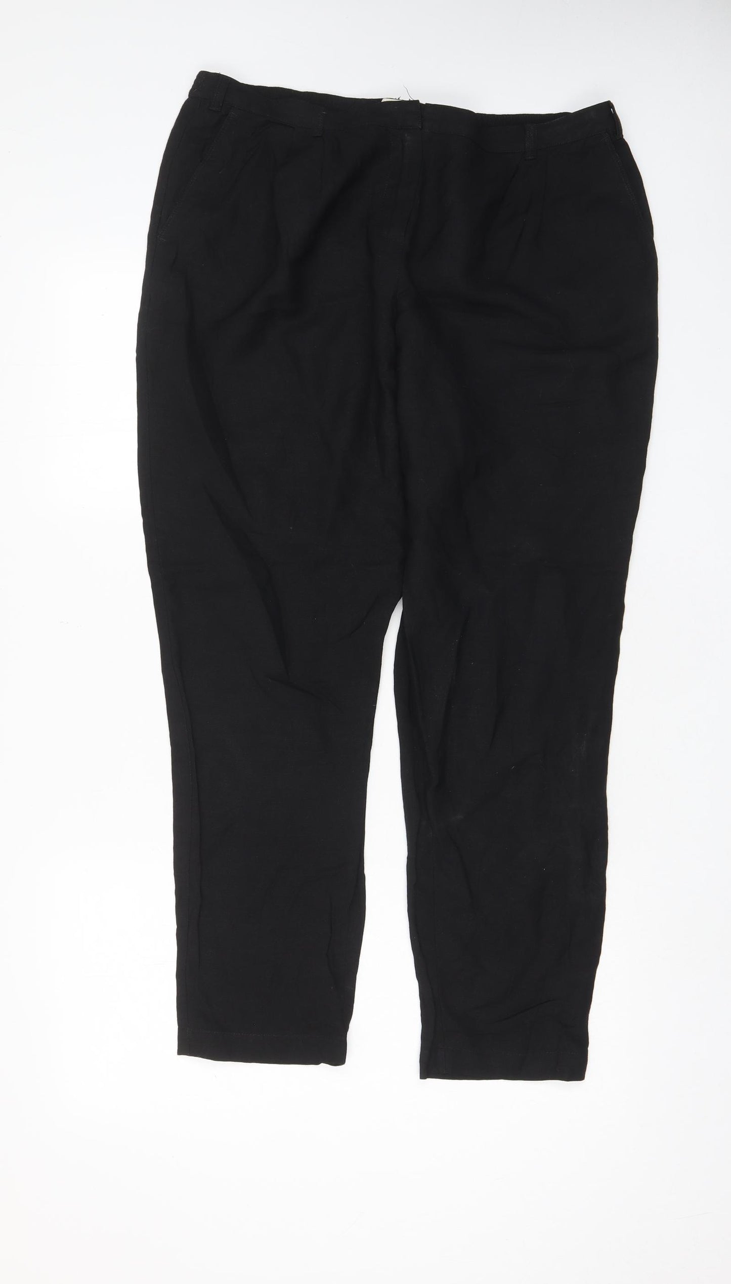 Marella Womens Black Viscose Trousers Size 14 L29 in Regular Zip - Pockets