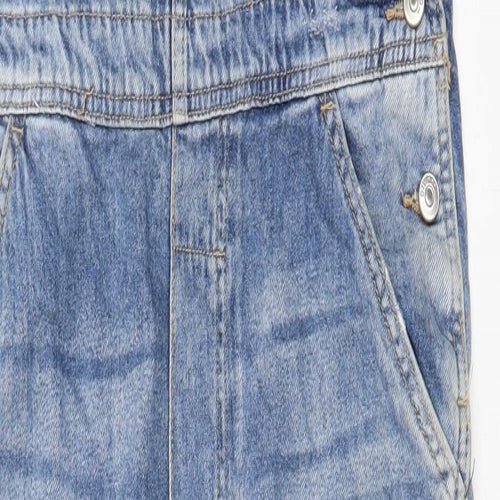 H&M Womens Blue Cotton Dungaree One-Piece Size 8 Button - Pockets, Distressed