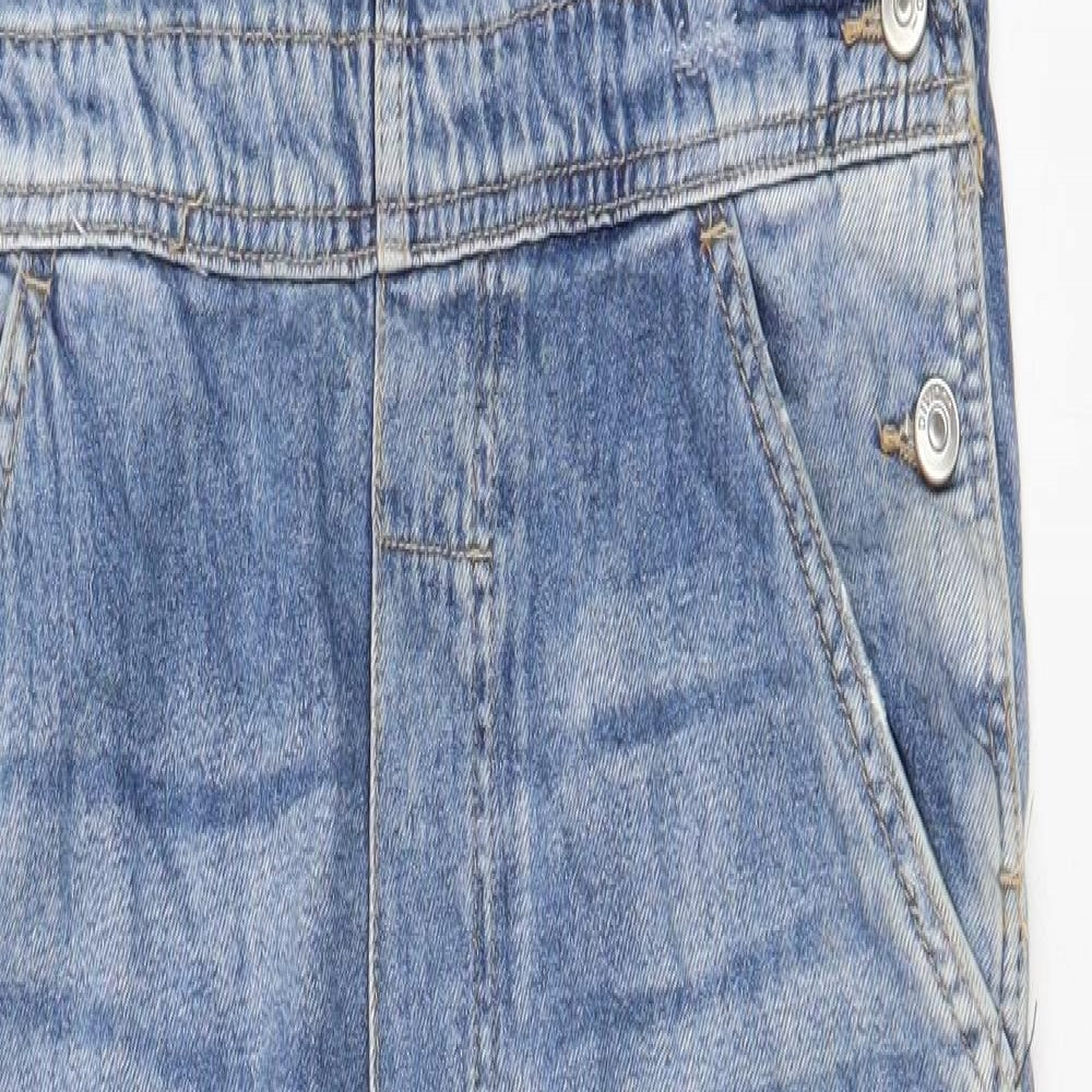 H&M Womens Blue Cotton Dungaree One-Piece Size 8 Button - Pockets, Distressed