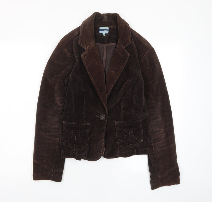 Oasis Womens Brown Jacket Blazer Size 14 Button