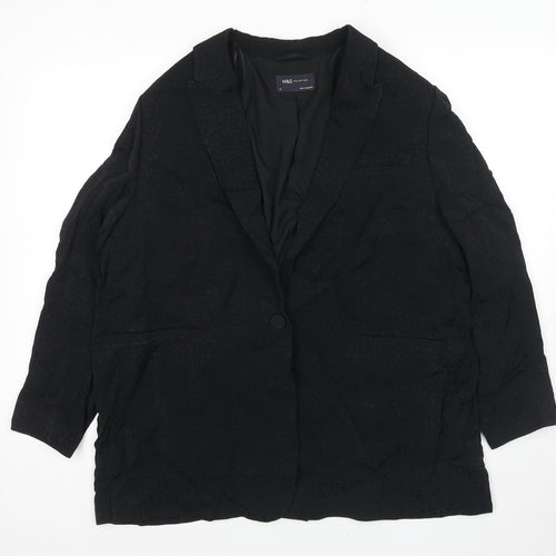 Marks and Spencer Womens Black Houndstooth Viscose Jacket Suit Jacket Size 22