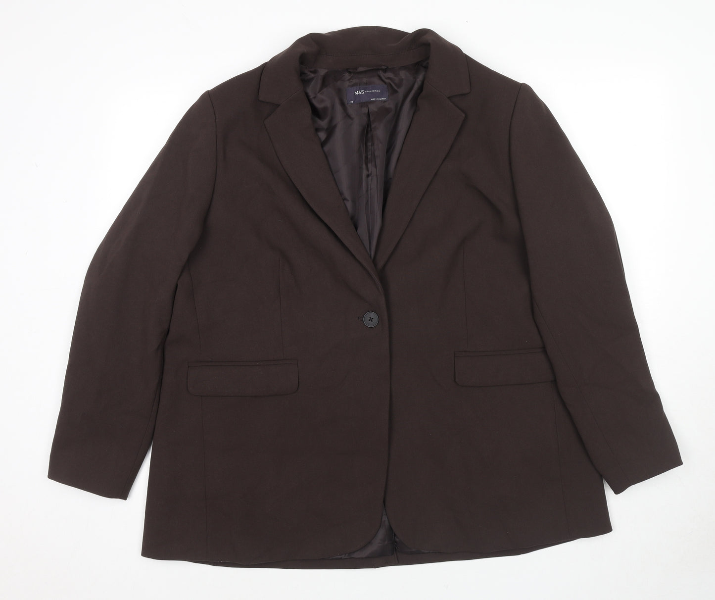Marks and Spencer Womens Brown Polyester Jacket Suit Jacket Size 22