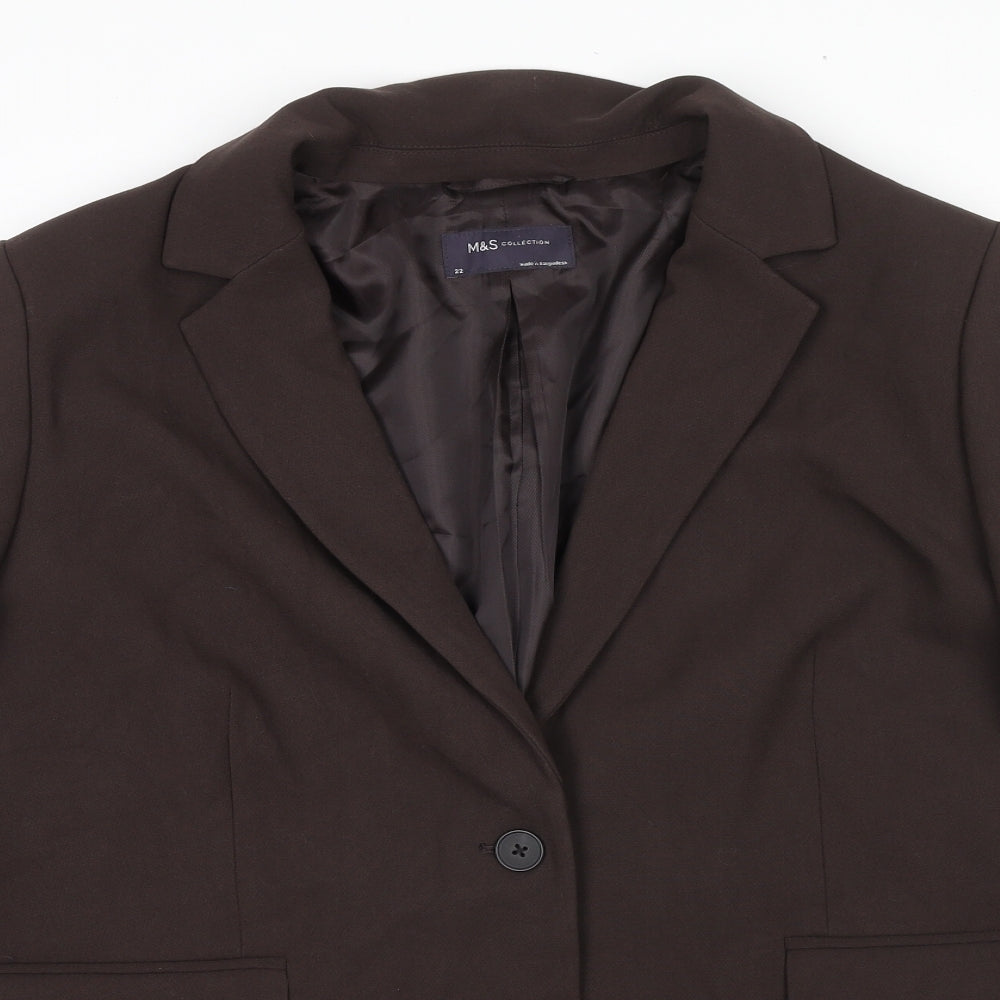 Marks and Spencer Womens Brown Polyester Jacket Suit Jacket Size 22