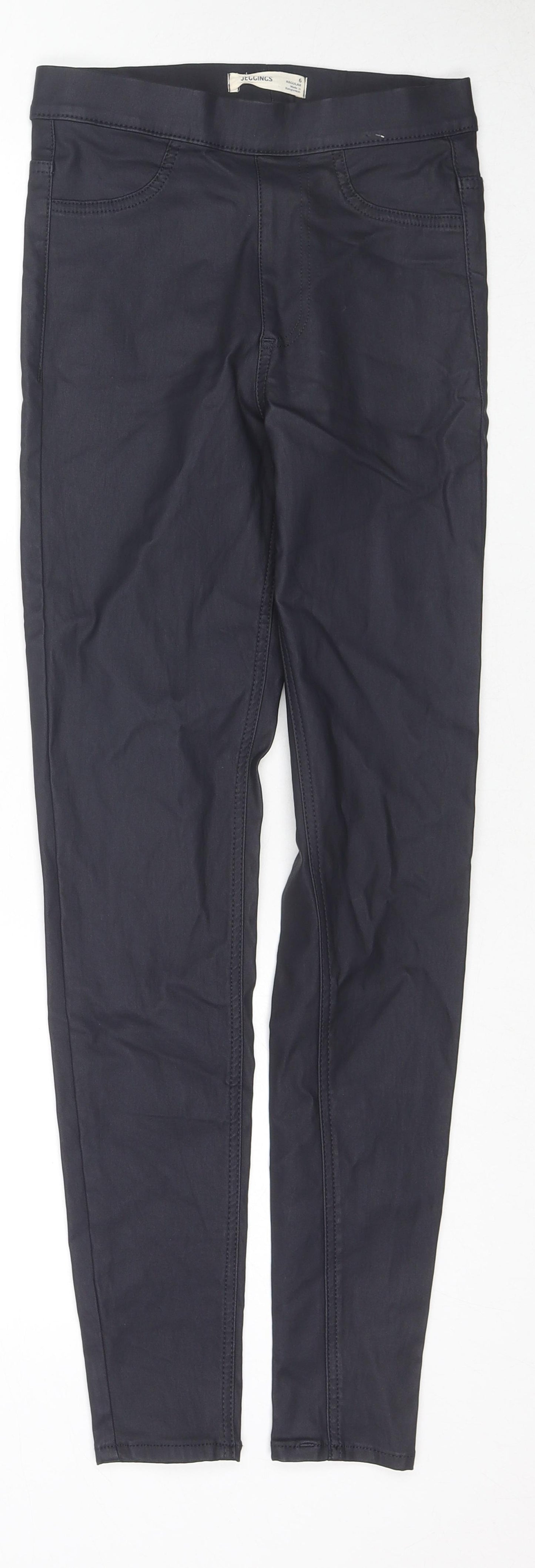 Marks and Spencer Womens Blue Viscose Jegging Trousers Size 6 L28 in Slim