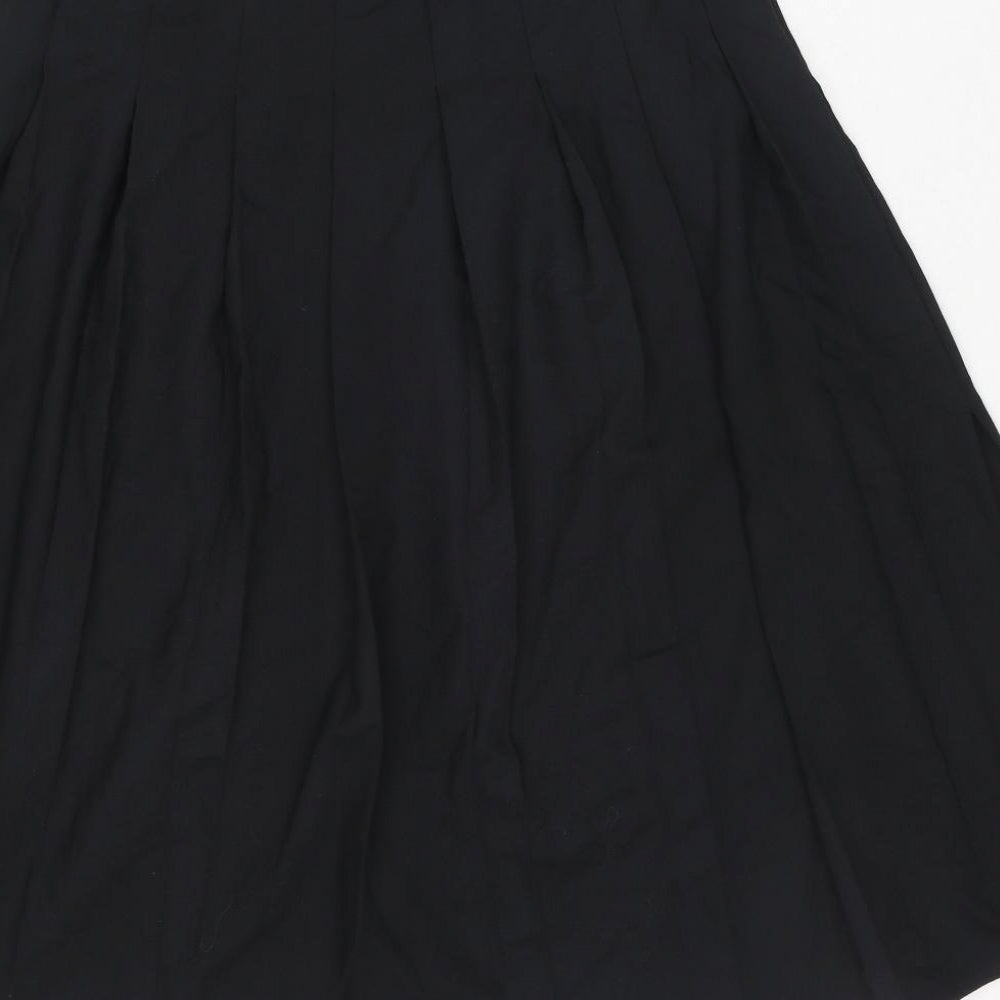 Marks and Spencer Womens Black Polyester Pleated Skirt Size 14 Zip - Side Slit(s)