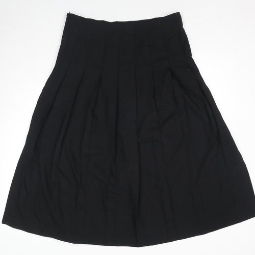Marks and Spencer Womens Black Polyester Pleated Skirt Size 14 Zip - Side Slit(s)