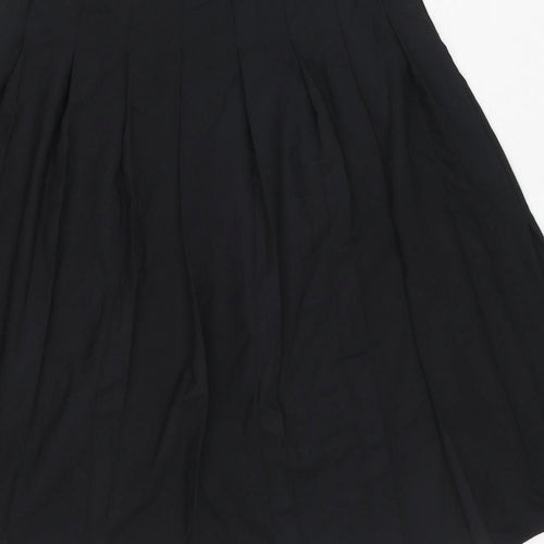 Marks and Spencer Womens Black Polyester Pleated Skirt Size 14 Zip - Side Slit(s)