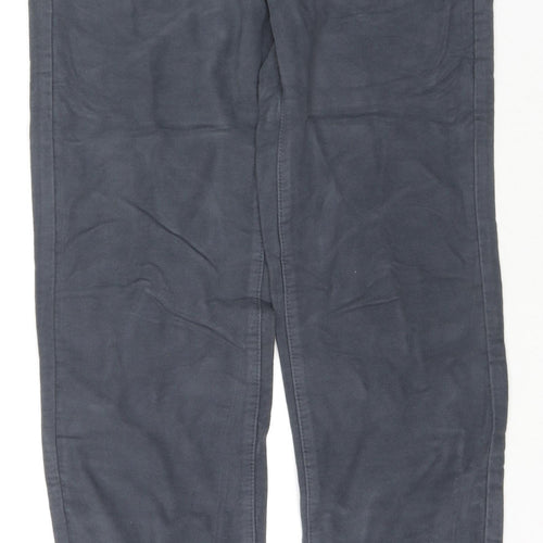 Marks and Spencer Mens Blue Cotton Trousers Size 30 in L33 in Regular Zip