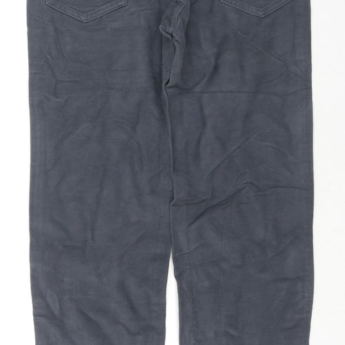 Marks and Spencer Mens Blue Cotton Trousers Size 30 in L33 in Regular Zip